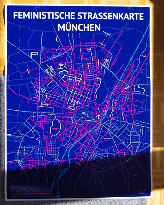 Feministische Straßenkarte München blau | Fine Art Print