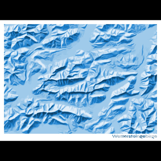 Reliefkarte Wettersteingebirge Blau | Fine Art Print