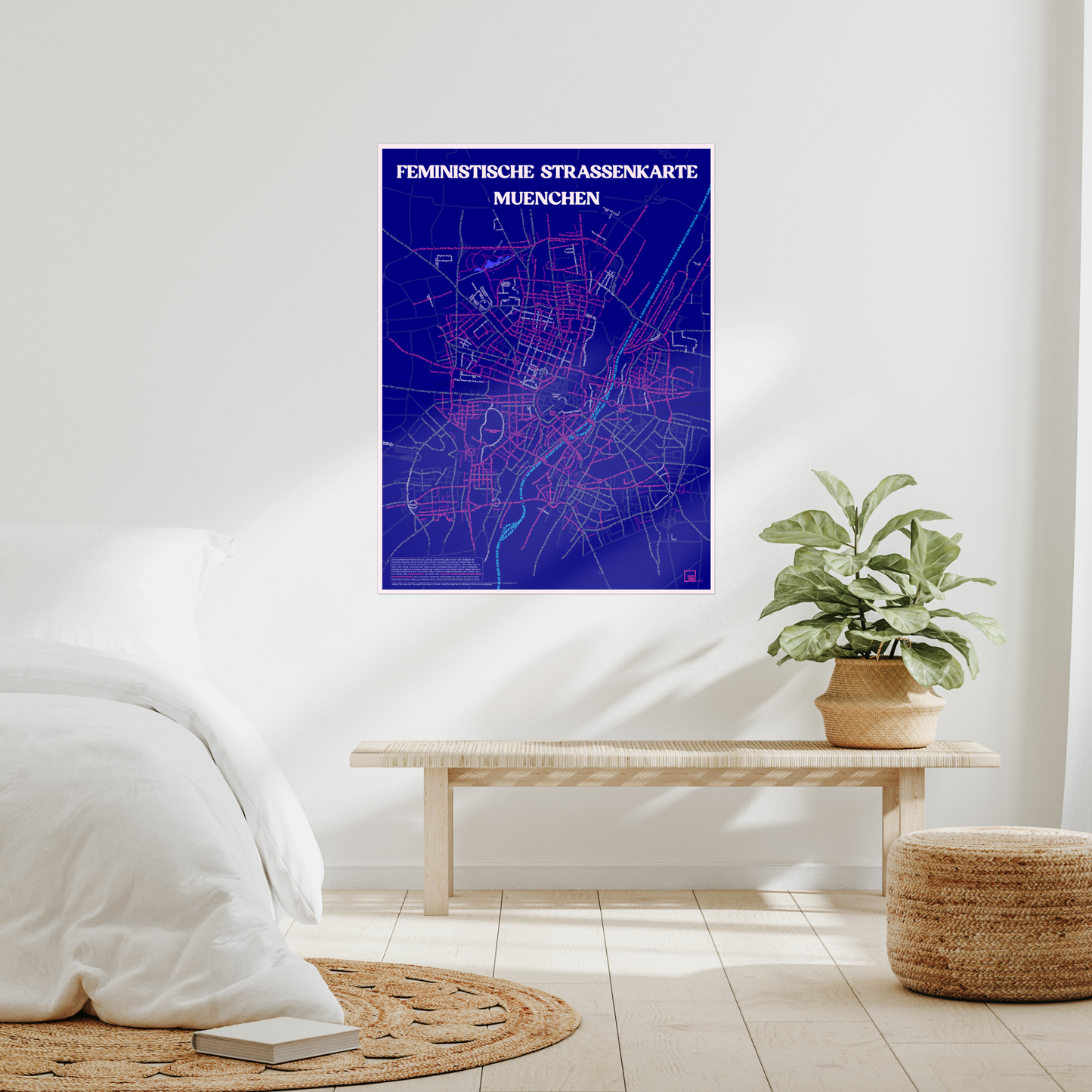 Feministische Straßenkarte München blau | Fine Art Print
