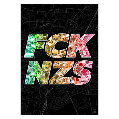 FCK NZS Karte München Hoch | schwarz-grün-rot | Fine Art Print