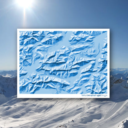 Reliefkarte Wettersteingebirge Blau | Fine Art Print