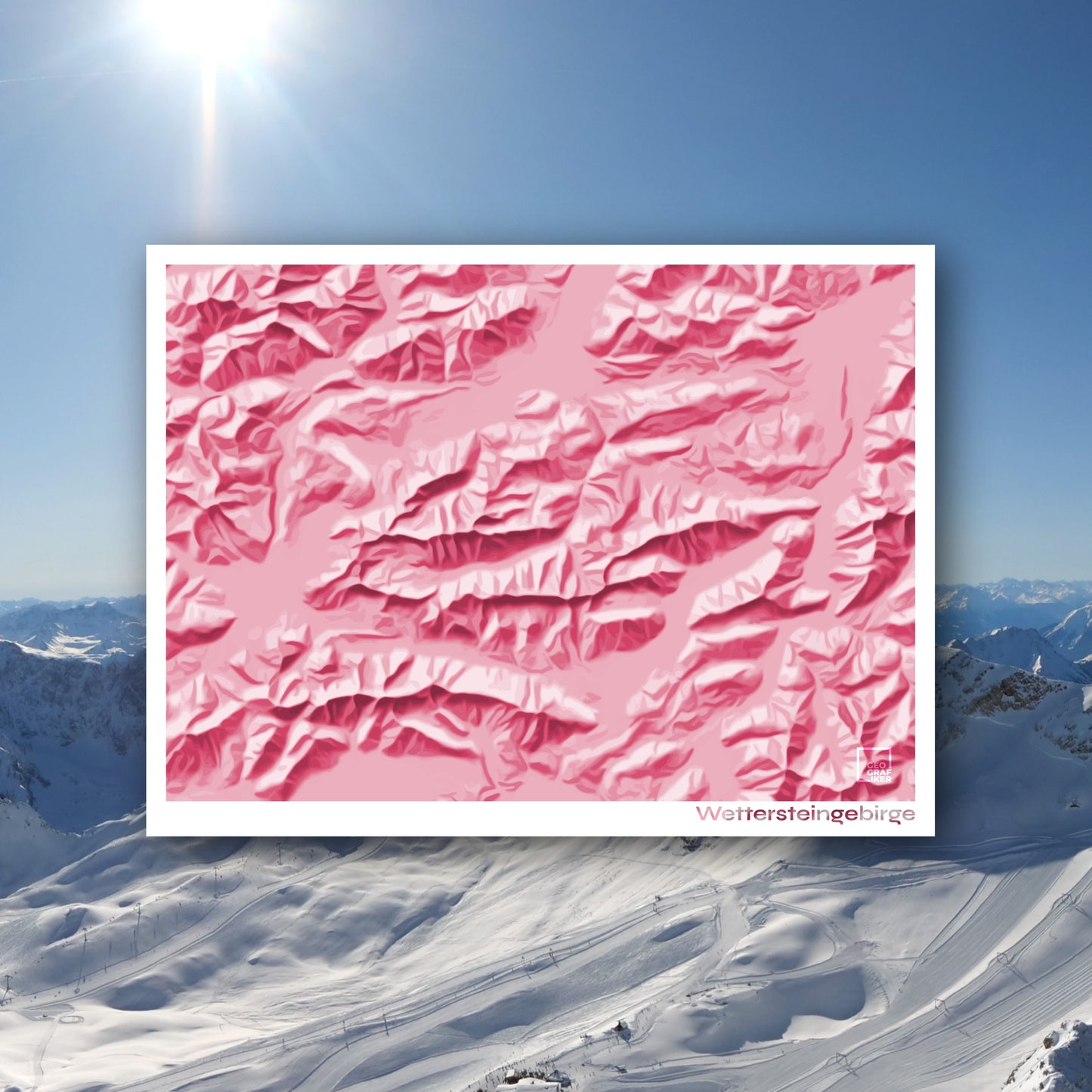 Reliefkarte Wettersteingebirge Magenta | Fine Art Print