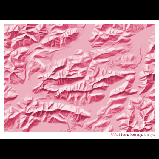 Reliefkarte Wettersteingebirge Magenta | Fine Art Print