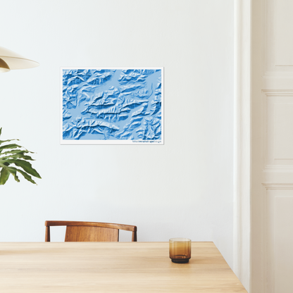 Reliefkarte Wettersteingebirge Blau | Fine Art Print