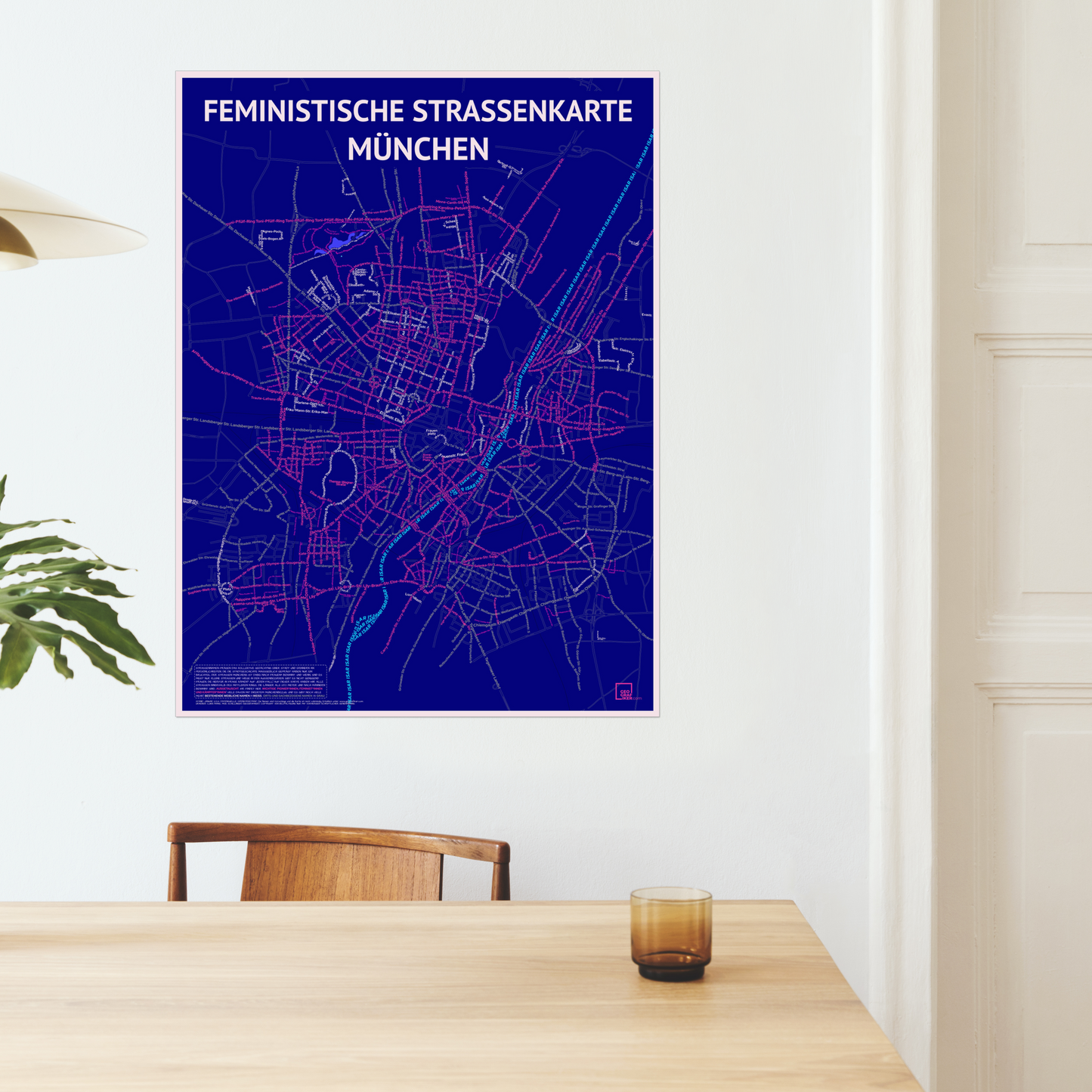 Feministische Straßenkarte München blau | Fine Art Print