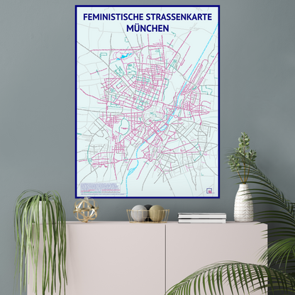 Feministische Straßenkarte München hell | Fine Art Print