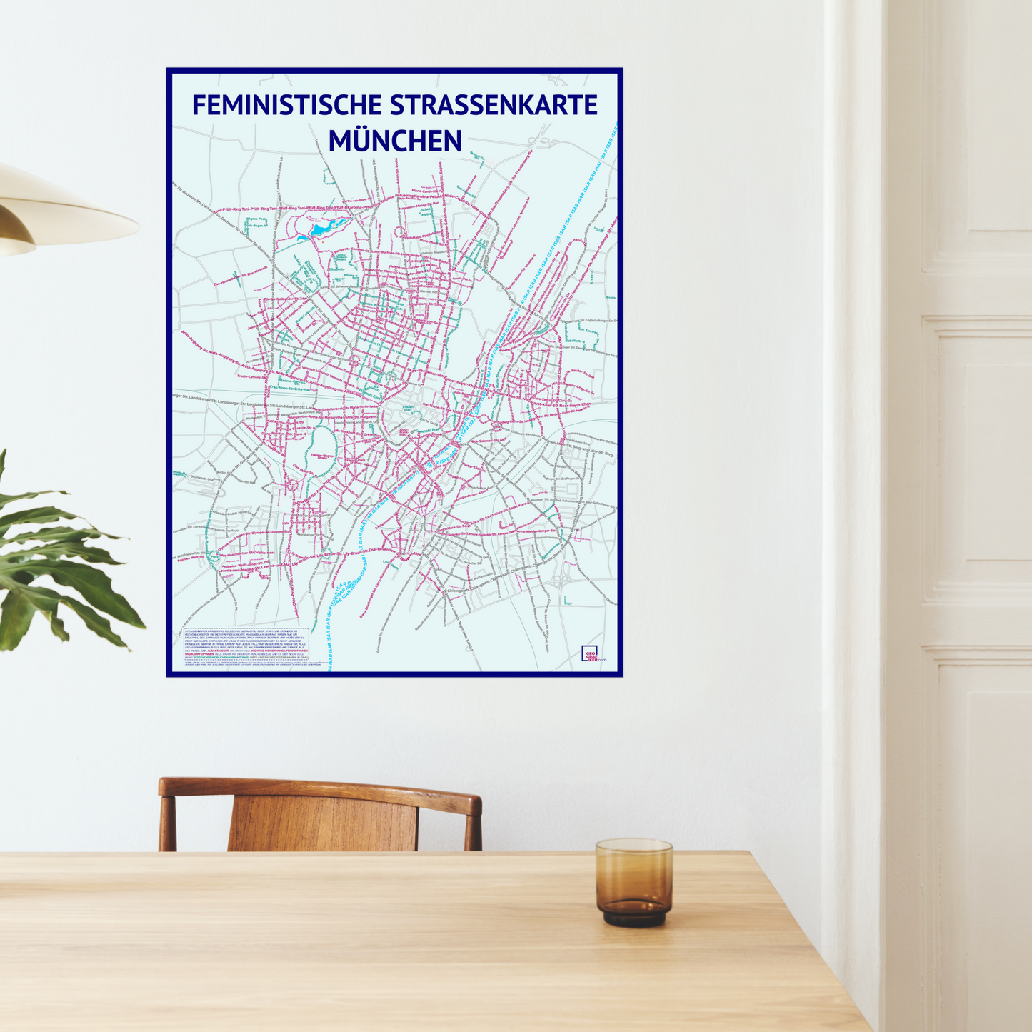 Feministische Straßenkarte München hell | Fine Art Print