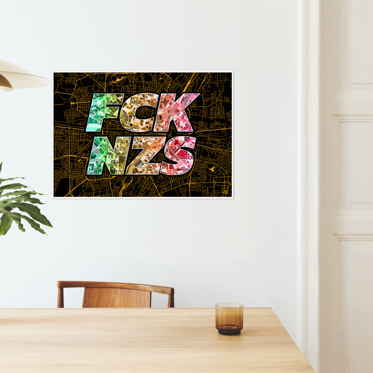 FCK NZS Karte München Quer | schwarz-gold-grün-rot | Fine Art Print