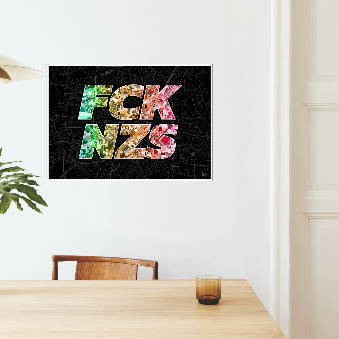 FCK NZS Karte München Quer | schwarz-grün-rot | Fine Art Print