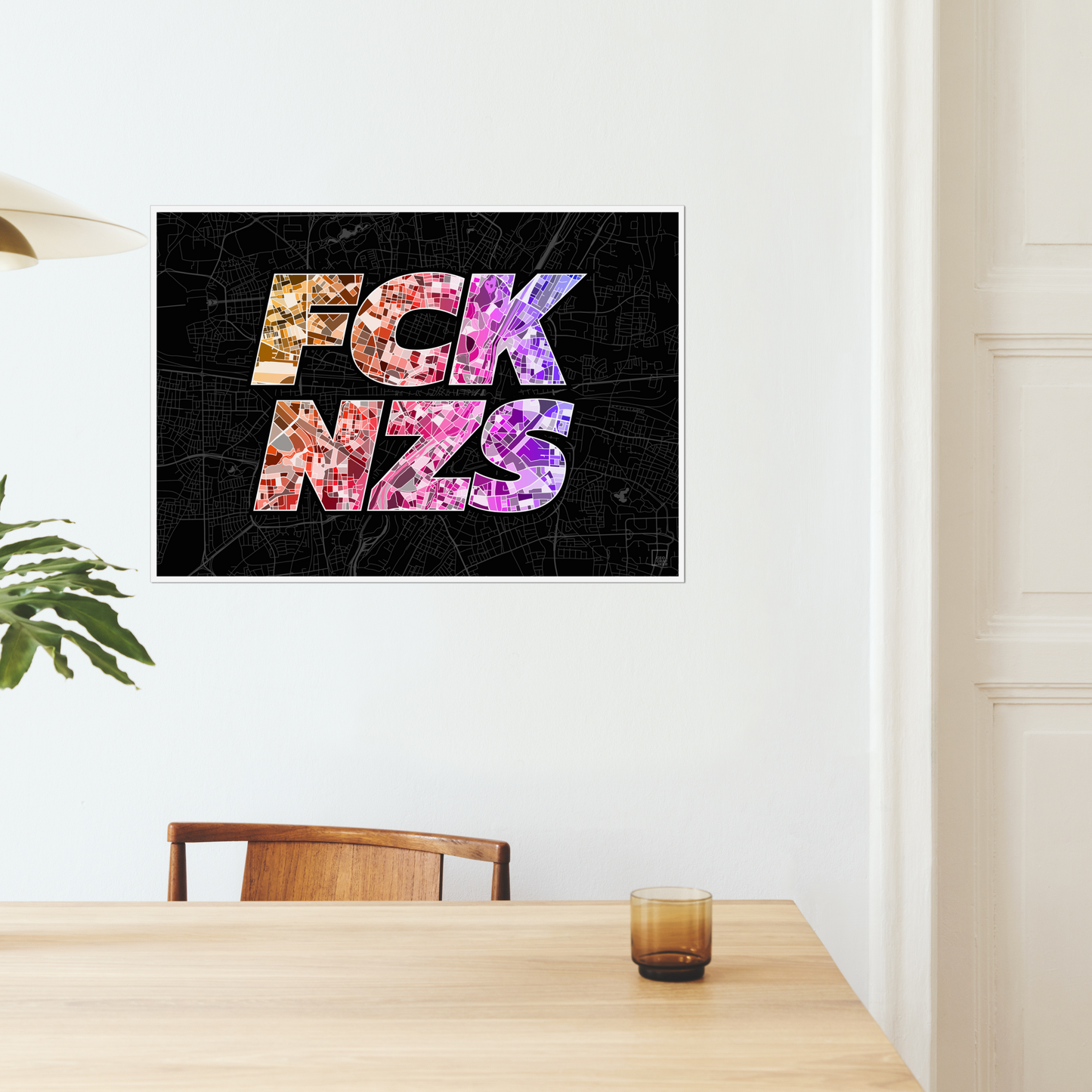 FCK NZS Karte München Quer | schwarz-orange-lila | Fine Art Print