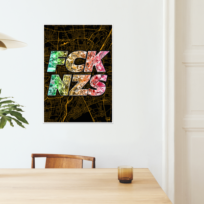 FCK NZS Karte München Hoch | schwarz-gold-grün-rot | Fine Art Print