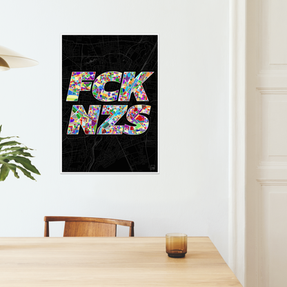 FCK NZS Karte München Hoch | schwarz-bunt | Fine Art Print