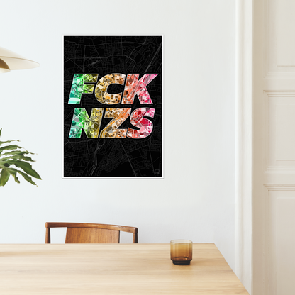 FCK NZS Karte München Hoch | schwarz-grün-rot | Fine Art Print