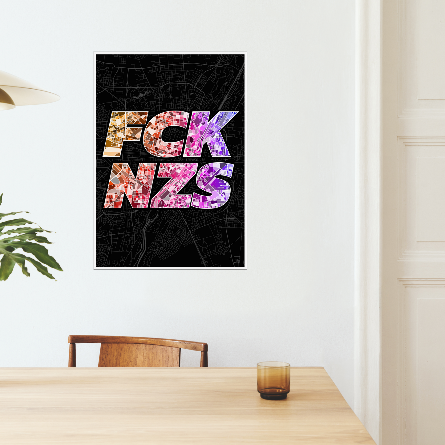 FCK NZS Karte München Hoch | schwarz-orange-lila | Fine Art Print