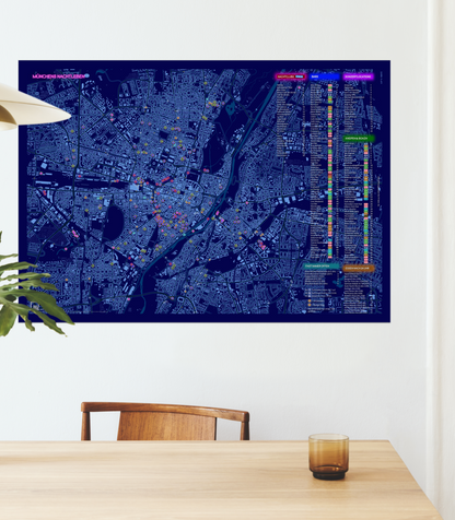 Map nightlife Munich at night | Fine art print